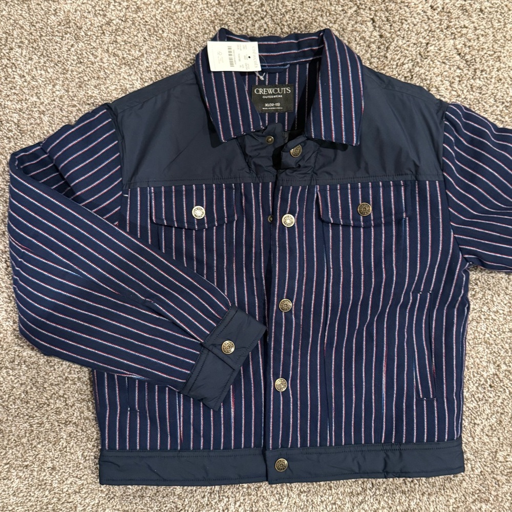 J. Crew Kids' faux-wool‎ jacket in pinstripe